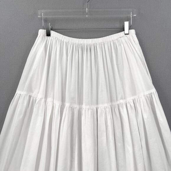 ENZA COSTA Tiered Maxi Skirt Womens XL White Cotton Full Pull On Boho Beachy NEW - Picture 7 of 16